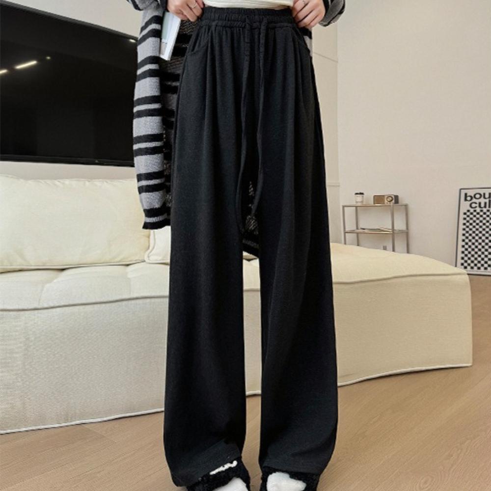 Women's High Waist Drawstring Wide Leg Pants Casual Loose Trousers for Fall Winter Daily Wear