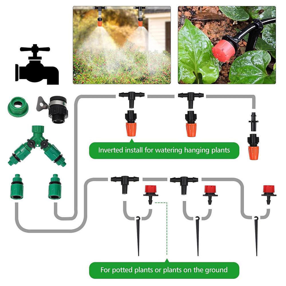 40m Garden Irrigation Kit: 158pcs Adjustable Eight-Hole Dripper & Automatic Atomizing Waterer