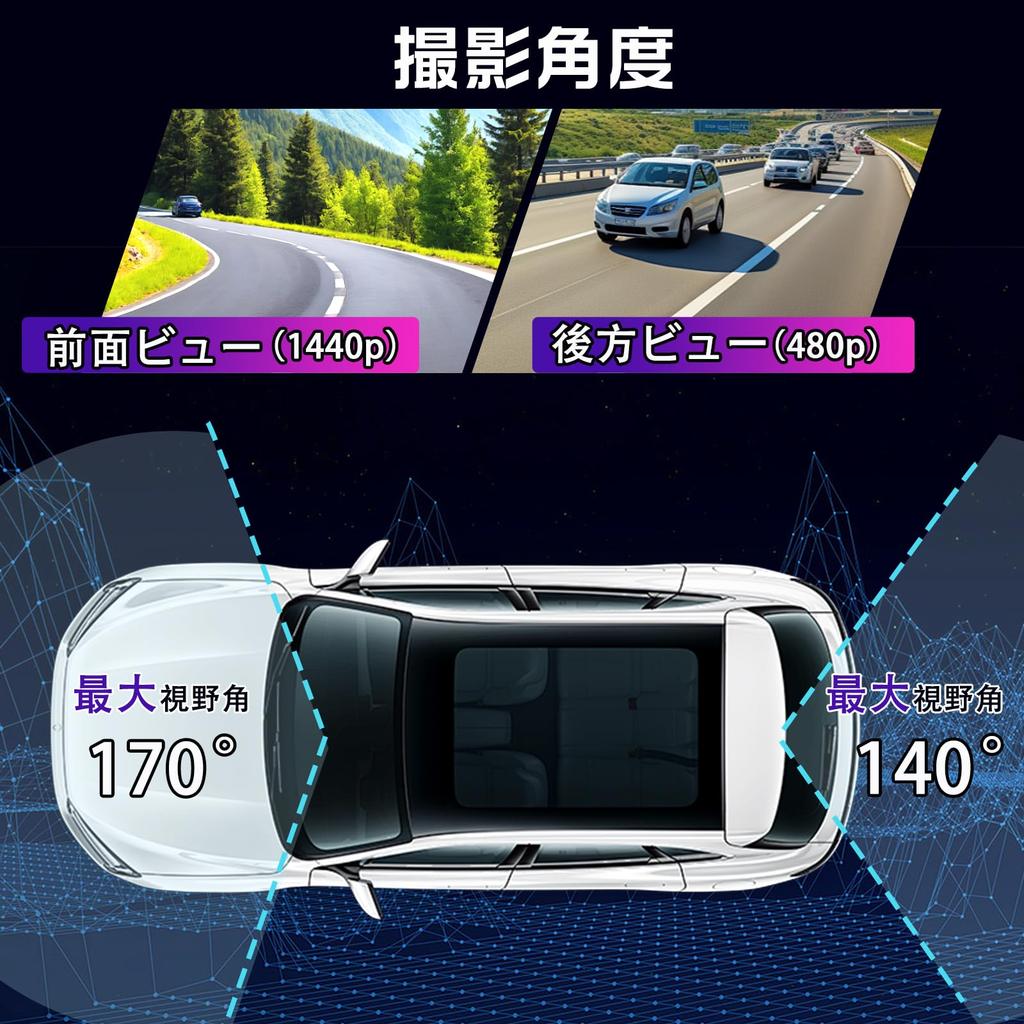 DWCQRTM Dash Camera, Small, Car Dash Camera, Front and Rear 2 Cameras, 170° Ultra