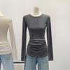 Damen Langarm-Basisschicht-Oberteil mit Streifen, mittellang - Koreanischer Stil Winter 2026