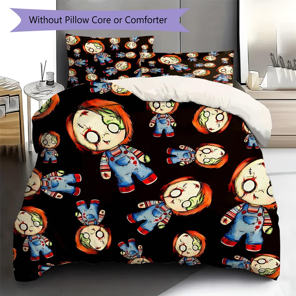 Chucky Pattern Bedding,Quilt Set Quilt Cover Pillowcase Home Birthday Gift (1 * Duvet Cover + 2 * Pillowcase, Without Core)
