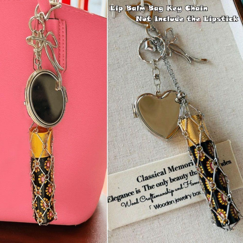 Charm Bag Accessories Lip Balm Bag Key Chain Stainless Steel Lipsticks Holder Protective Cover