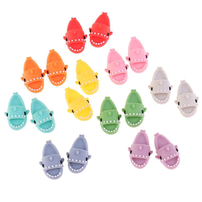1 Pair 1:12 Dollhouse Miniature Cute Shark Slippers Doll Shoes Suit For Ob11 1/12 Bjd Doll Gsc Dod, Ymy Doll