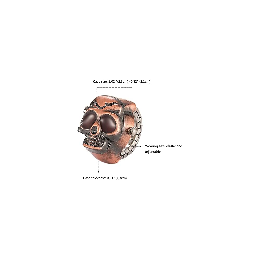 Lancardo Skull Ring Watch Red Analog Free Size Accessory for Men and Women