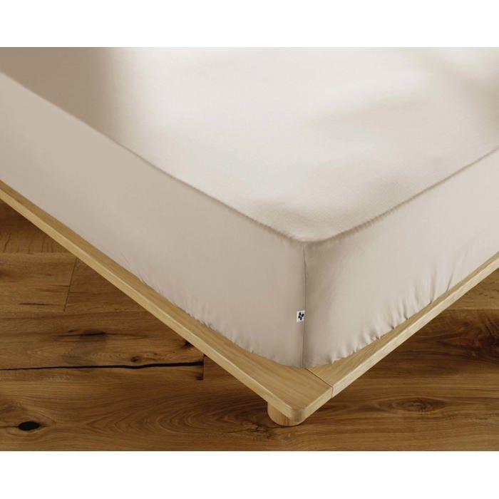 Drap Housse 180x200 cm percale de coton beige pampa Perrine