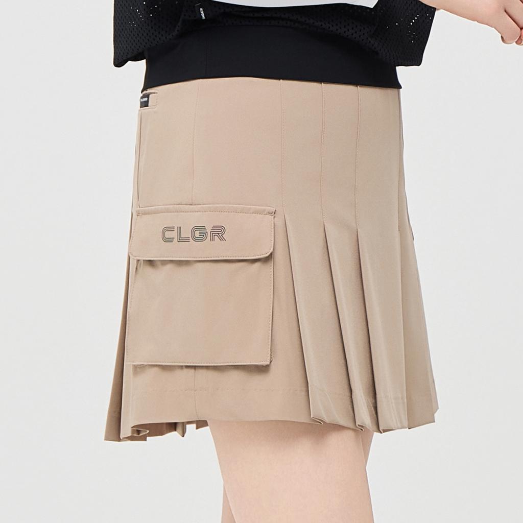 CHALLENGER Women'S Essential Poly-Spandex Cargo Pocket Pleated Culottes Beige