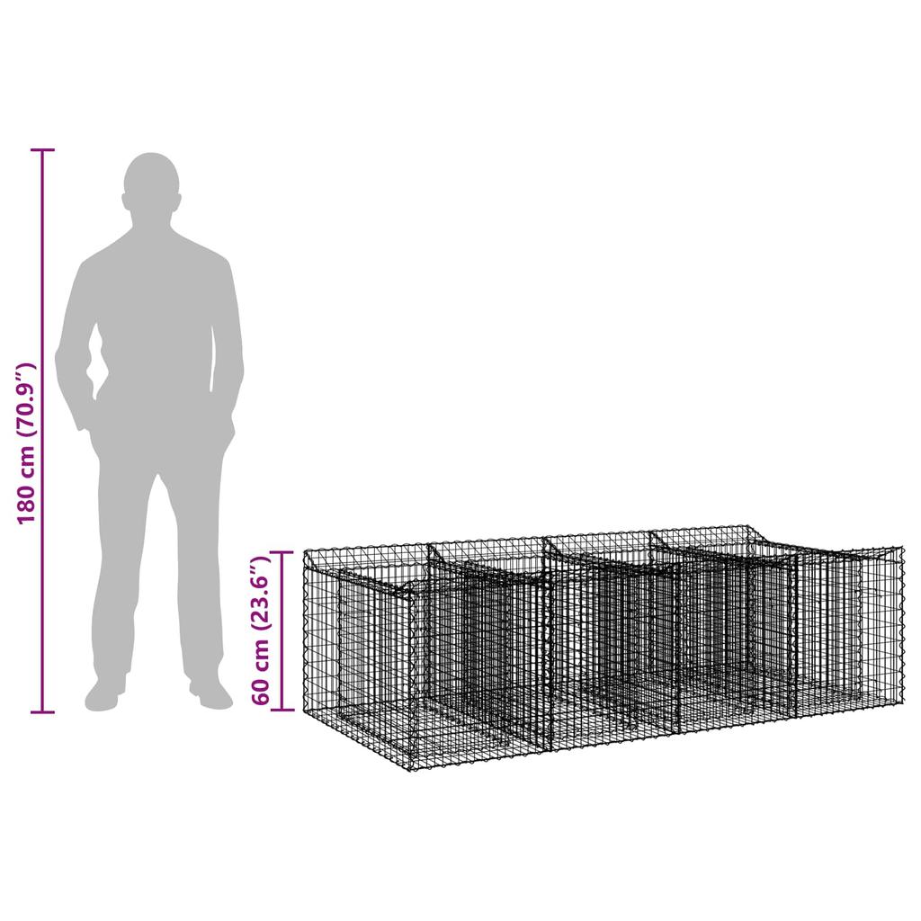 Gabion Raised Bed Set 2 Pcs Silver