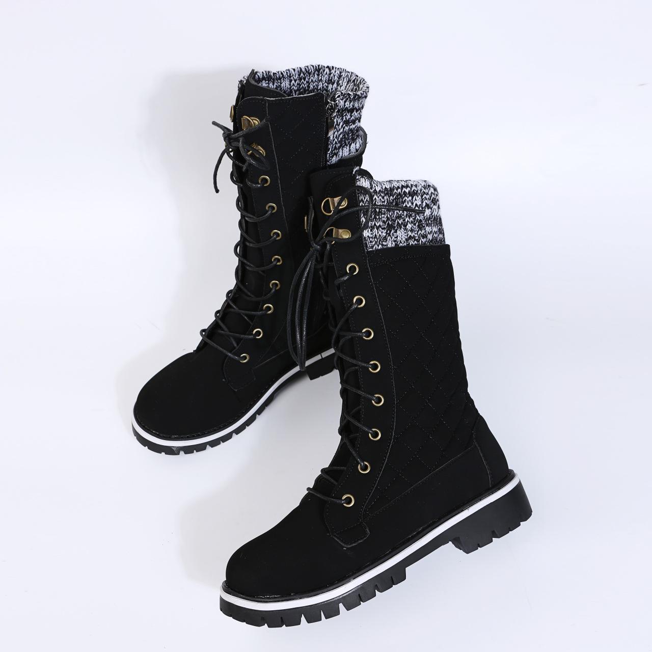 

Large size round head Martin boots women s autumn and winter large size high tube low heel warm women s cotton boots 39 чорний