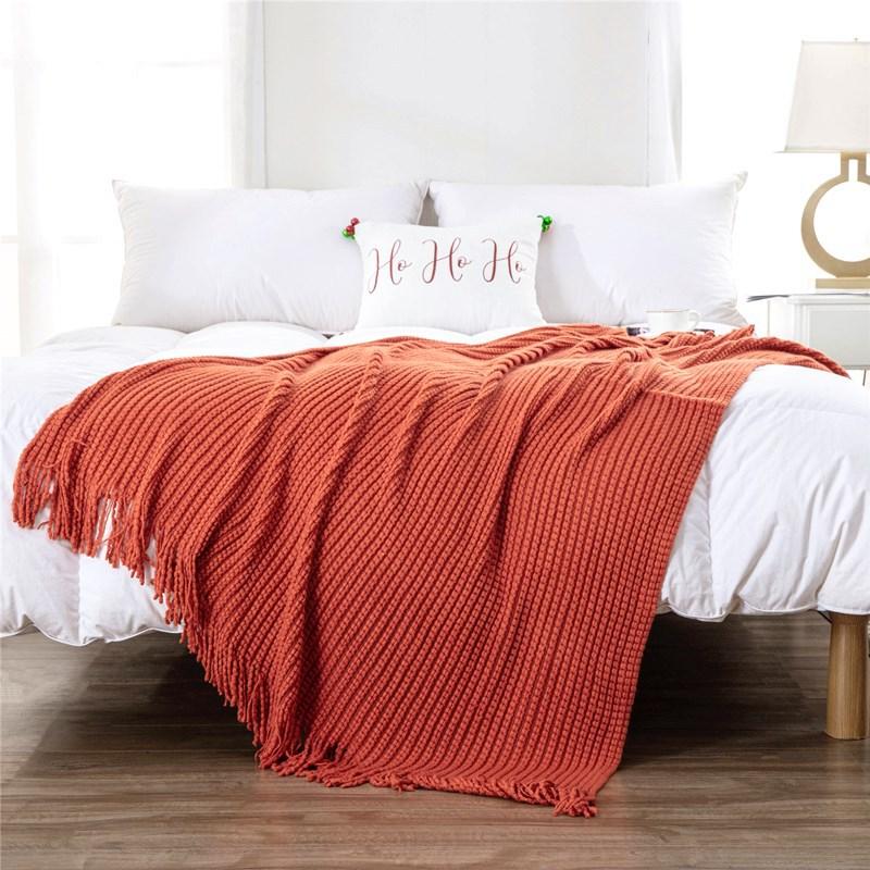Nordic Tassel Blankets for Sofa Knitted Throw Blanket Bed End Cover Office Air Condition Room Watching TV Blankets