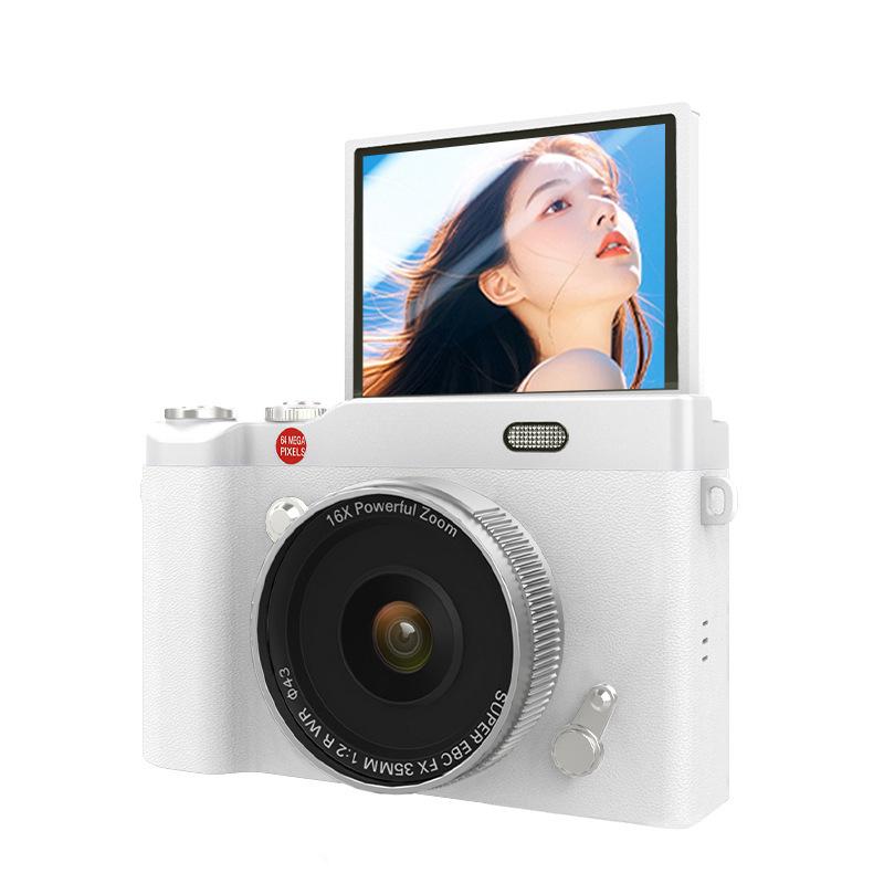 Retro 4K Flip Screen Mirrorless Camera for Students - High Definition, Portable, CCD Sensor