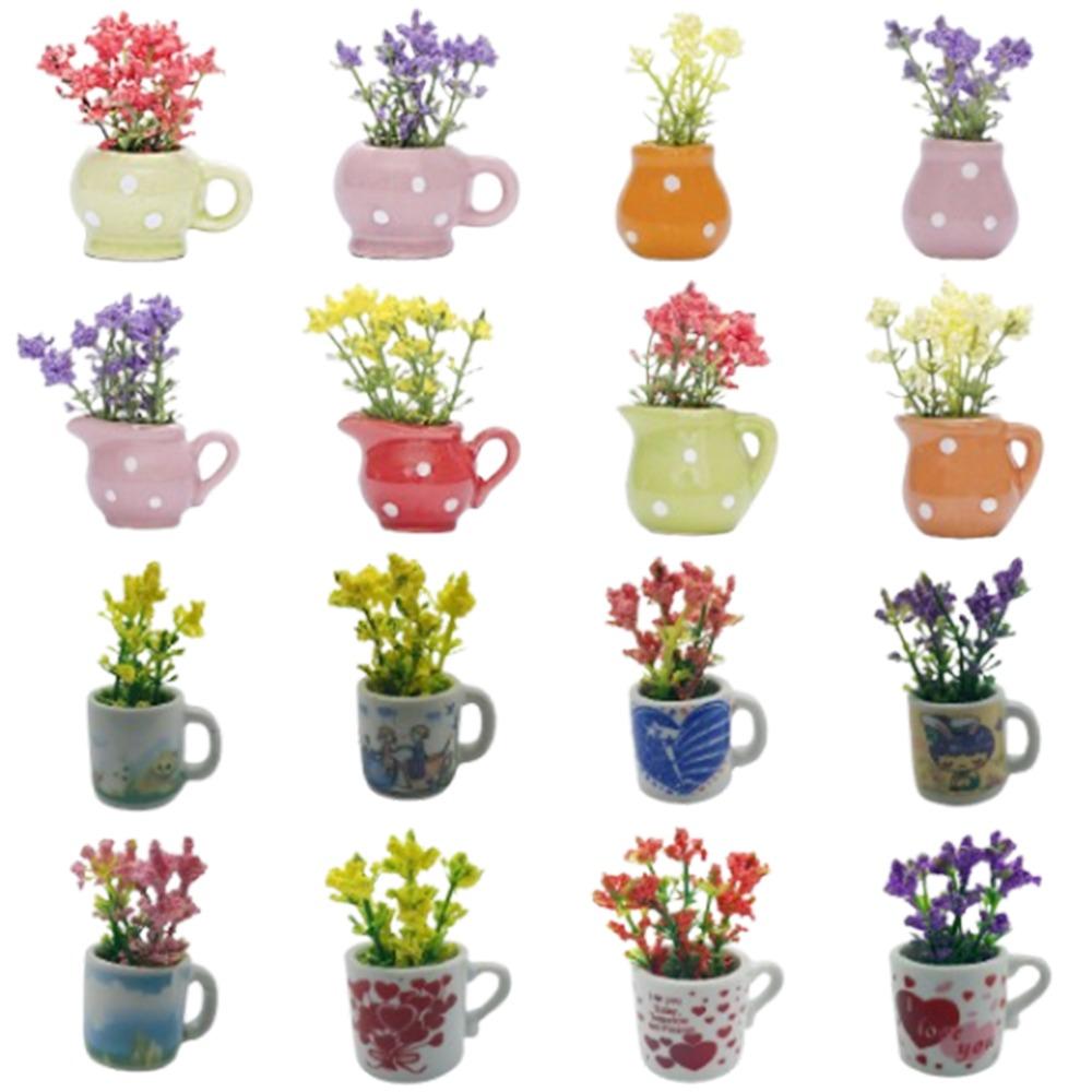 

6/8Pcs DIY Tiny Magnetic Bud Vases Ceramic Vase Fridge Stickers Kitchen 6Pcs(Random Style)