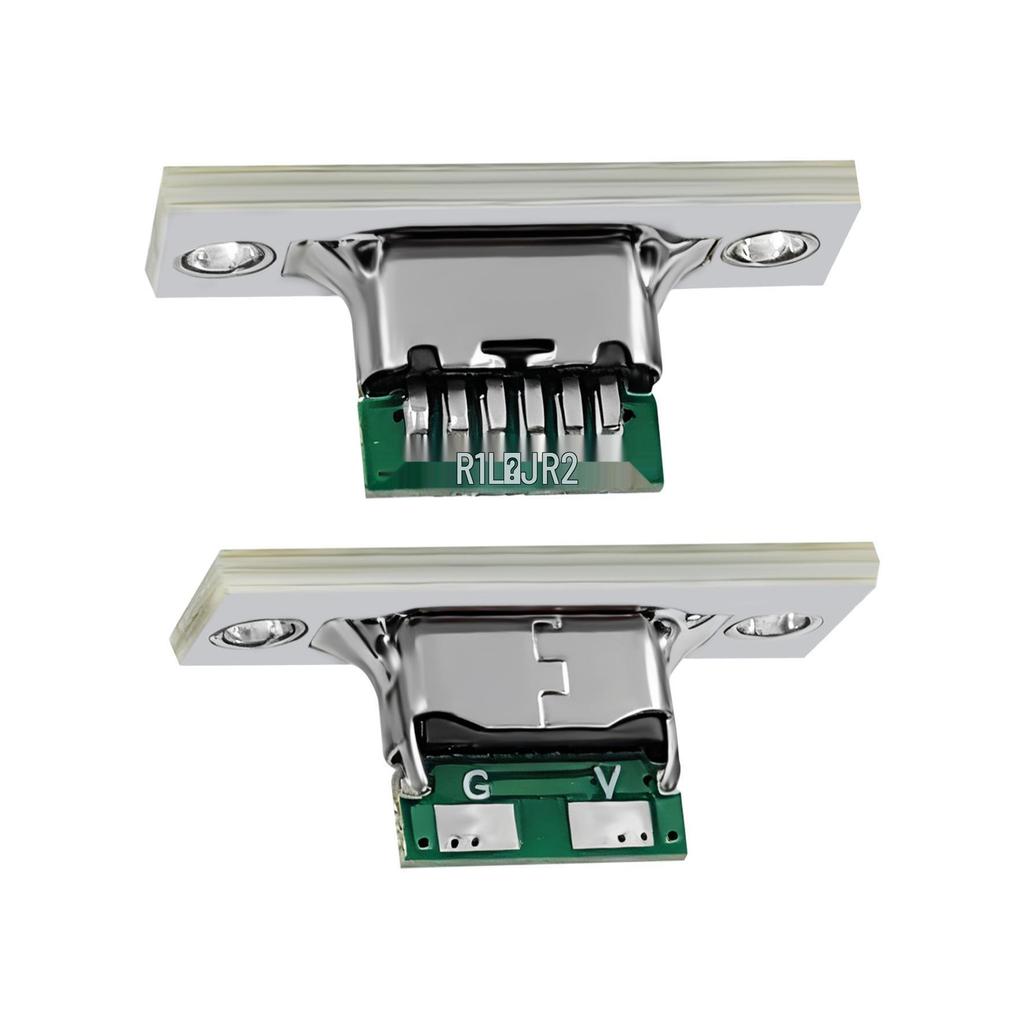 USB Type-C Female Port, 6-Pin, 5V Charging Only, White Fixing Tab, Dual 5.1K Resistors, 2 Solder Points.