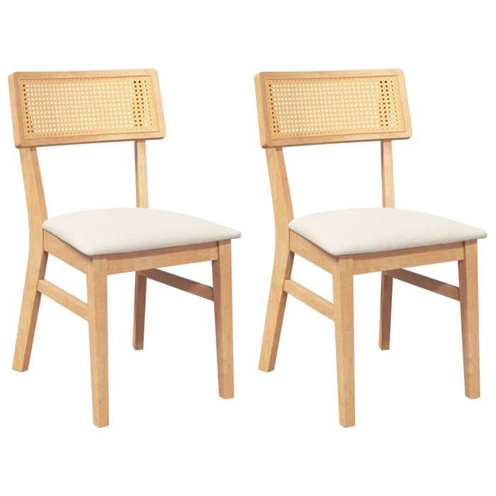 VidaXL Dining Chairs Cushions 2 Pcs Solid Rubber Wood, Dining Chair, Chair, Living Room Chair, Dining Chairs, 4102463