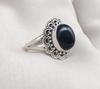 Black Onyx 925 Sterling Silver Ring: Vintage Boho Protection Jewelry