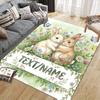 Custom Name,Watercolor Twin Woodland Animal Home Sofa Decoration for Living Room & Bedroom, Non‑Slip Play Flannel Floor Mat for Game Room