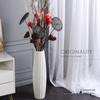 Nordic Minimalist Ceramic White Floor Vase for Dried Flowers and Lucky Bamboo, Living Room Decor
