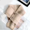 Solid Color Knitted Scarf with Button Closure Fashion Crossed Neck Gaiter Outdoor Neck Wrap Accessory for Winter Warmth