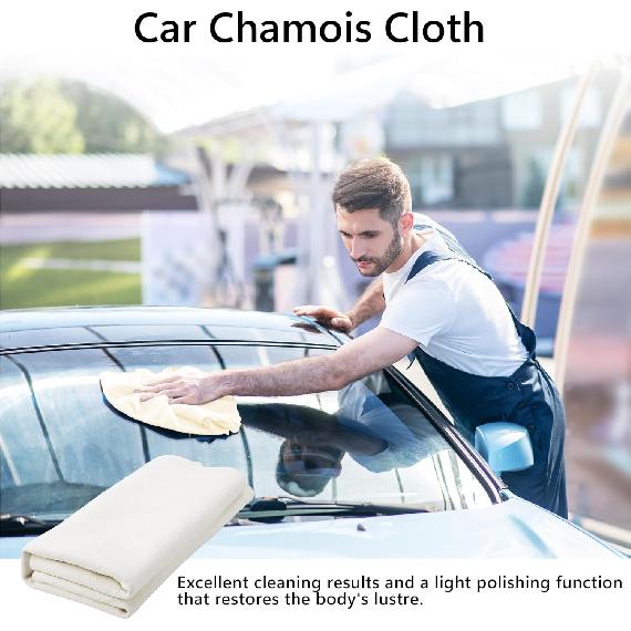 Chamois Towel for Car, Shammy Cloth for Car Drying 15" x 25" (2.5 sq ft) | Absorber Towel for Car Chamois Cloth, Real Leather Reusable Washing Shammy