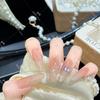 Y46 Ice-Clear Nude Sparkly Rhinestone Handmade Luxury Nails