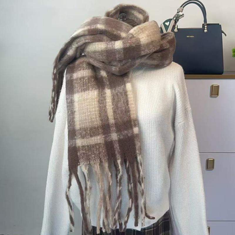 Hochwertiger Schal im koreanischen Stil mit Karomuster: Warmer, verdickter Kaschmir-ähnlicher Schal für Studenten und Paare