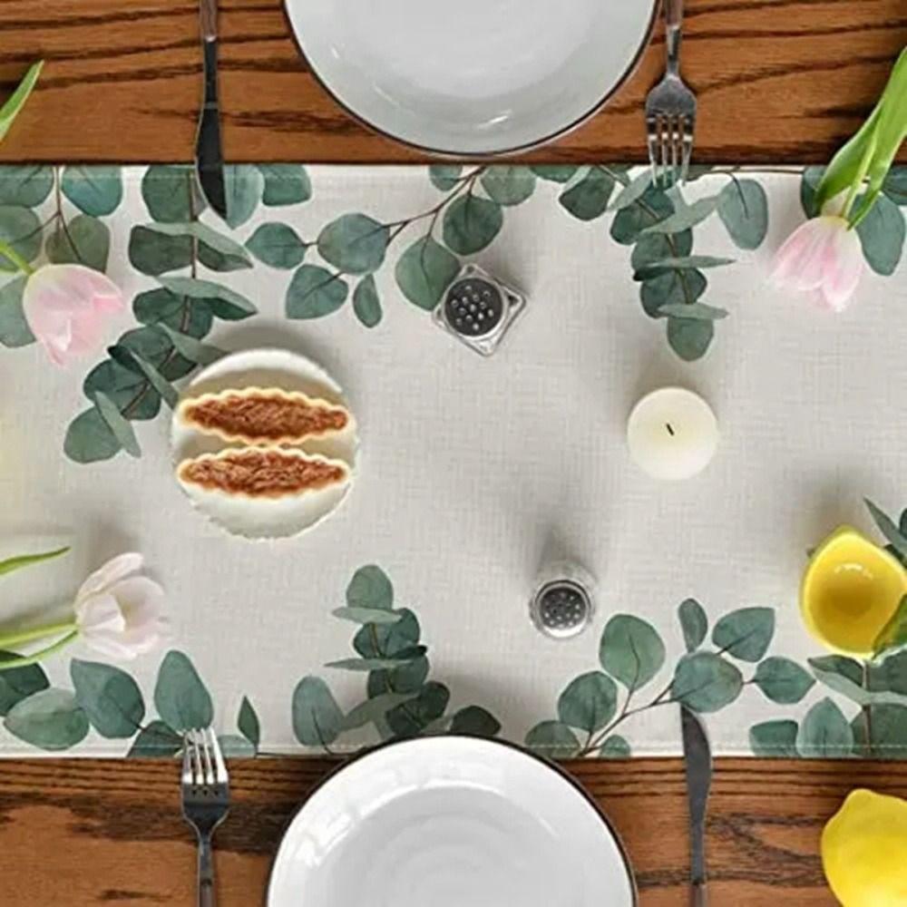 Pastoral Style Eucalyptus Leaves Table Runner Multi Size Tablecloth Table Cover  Dinning Table