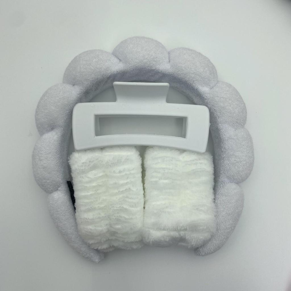 4-teiliges Gesichtswaschset: Stirnband, Haargummi, Armband, Haarspange - Geschenkverpackung