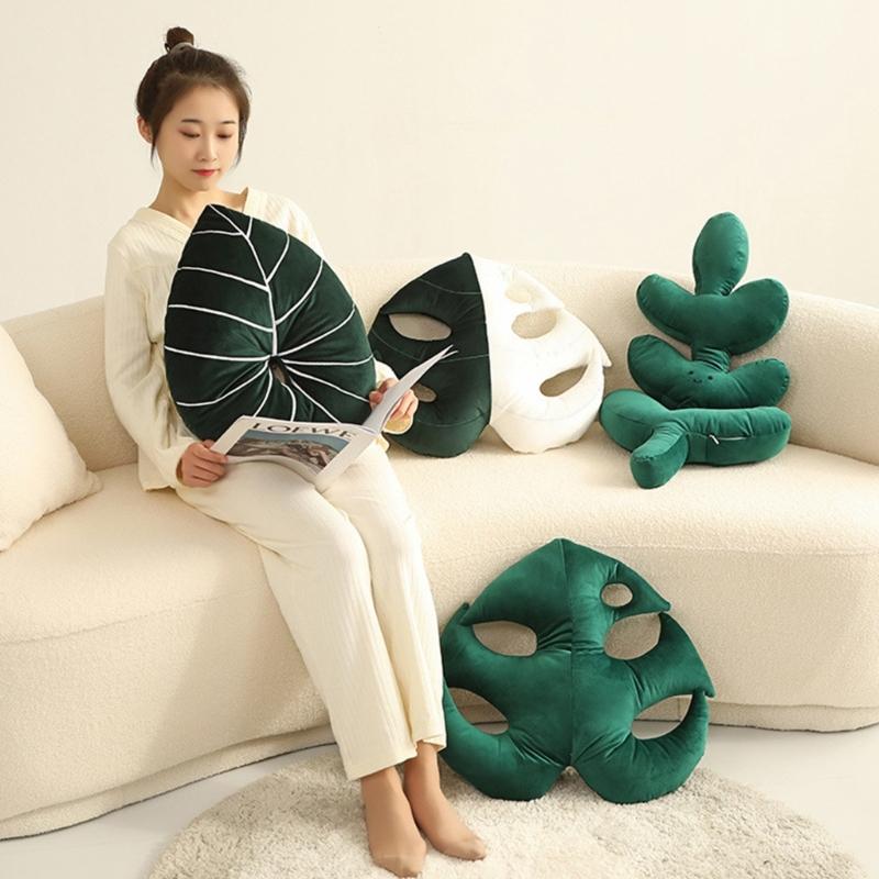 Green Leaf Throw Pillow Sleep Cushion Sofa Gift Present Supplies for Kid Boys Girls Throw Pillows Present