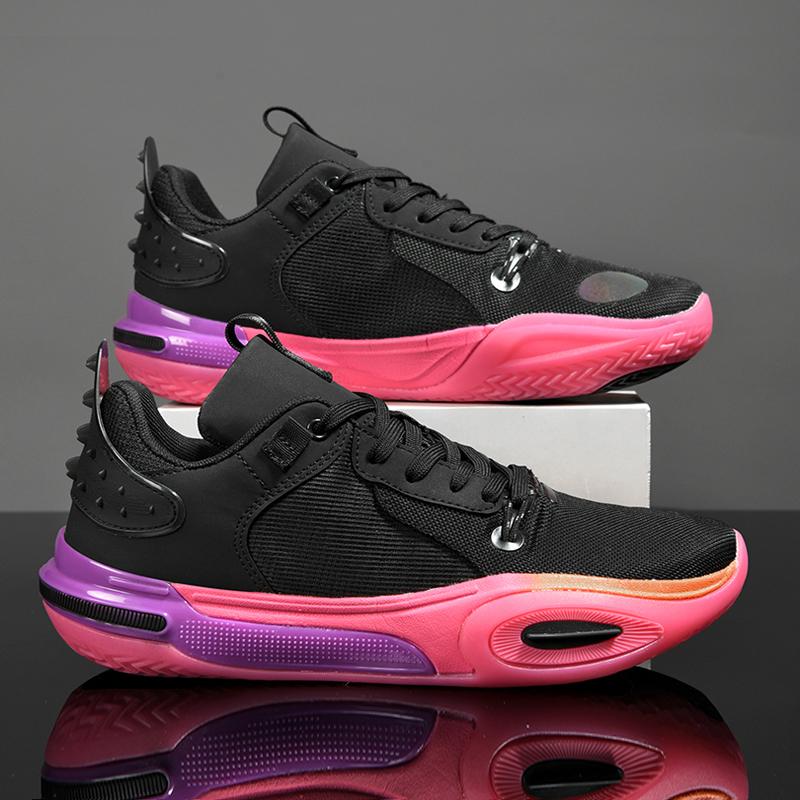 

Мужская спортивная обувь с резиновой подошвой TPU, баскетбольные кроссовки, нескользящие, амортизирующие, женские тренировочные кроссовки, кроссовки для бега, мужские, высокого качества 43 чёрный