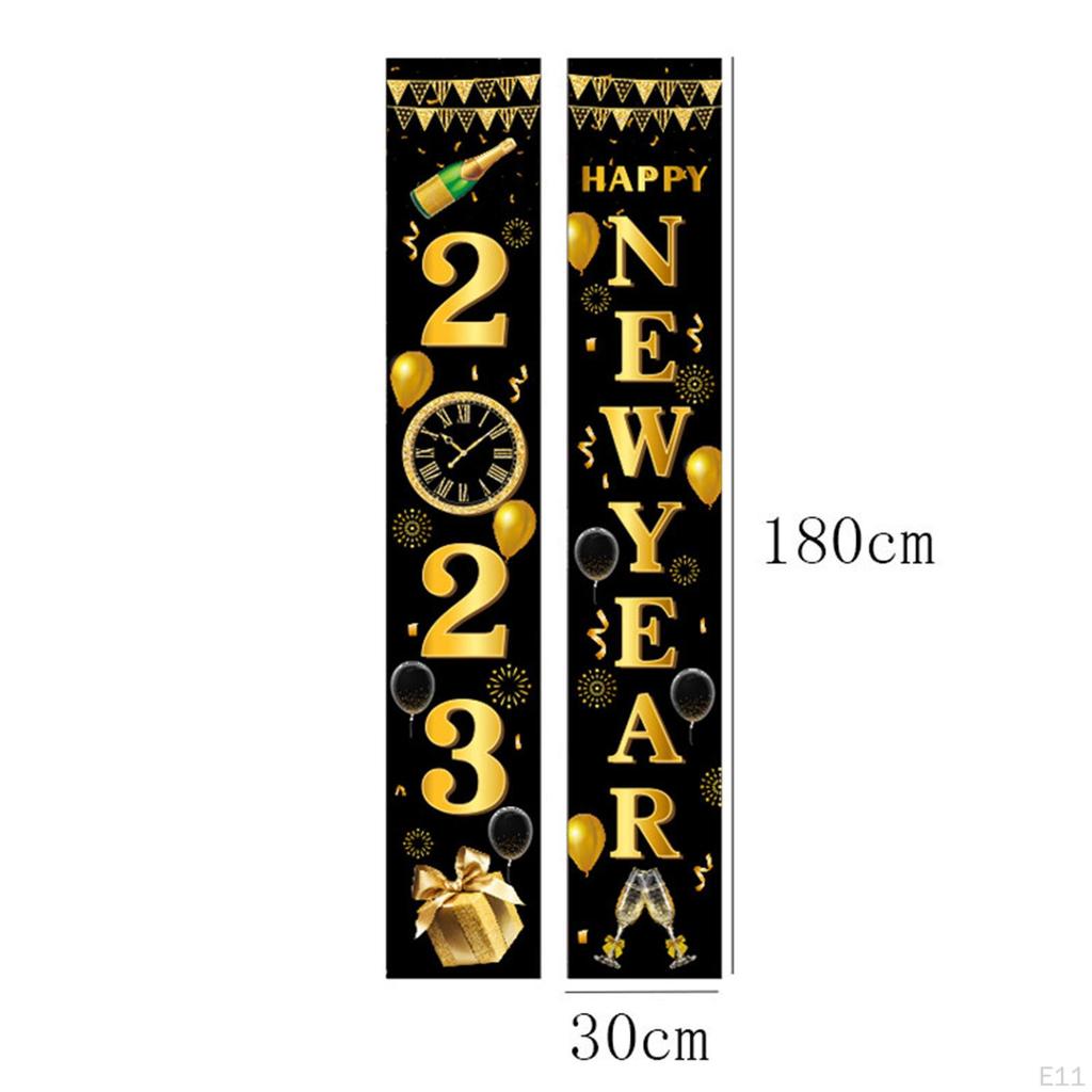 1 Pair Happy Year Porch Sign Hanging Banners Decorations Photo Props Ornament Party for