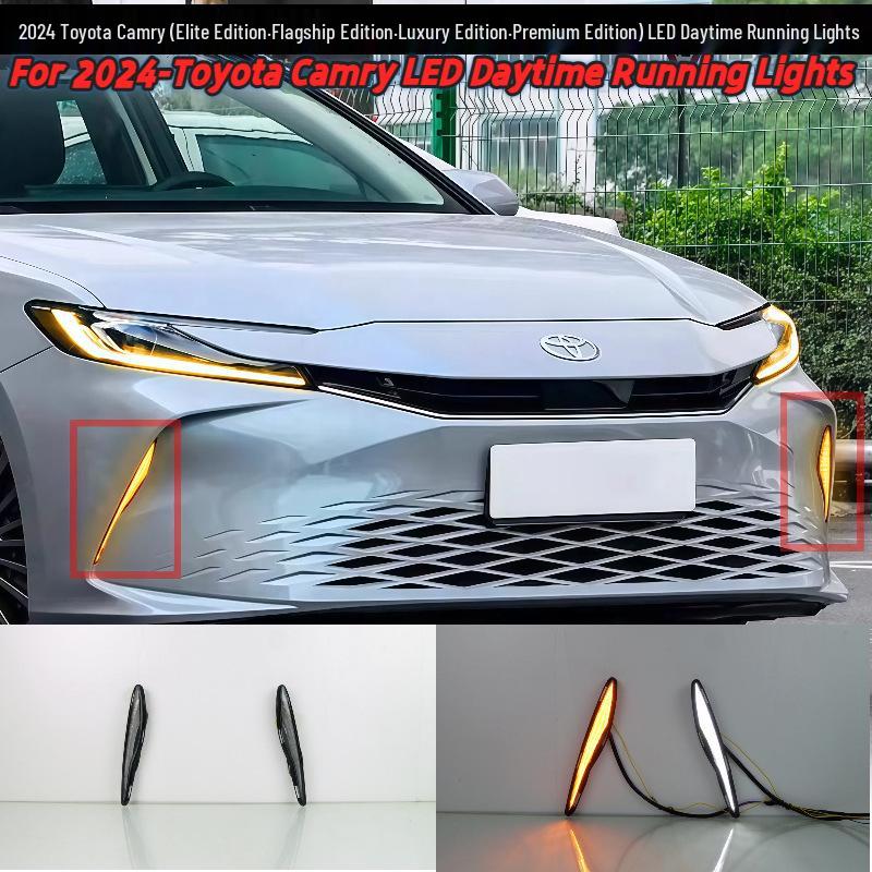 Compatible with 2024 Toyota Camry: Front Bumper Lights, Fog Lights, and LED Daytime Running Lights Mod Kit.