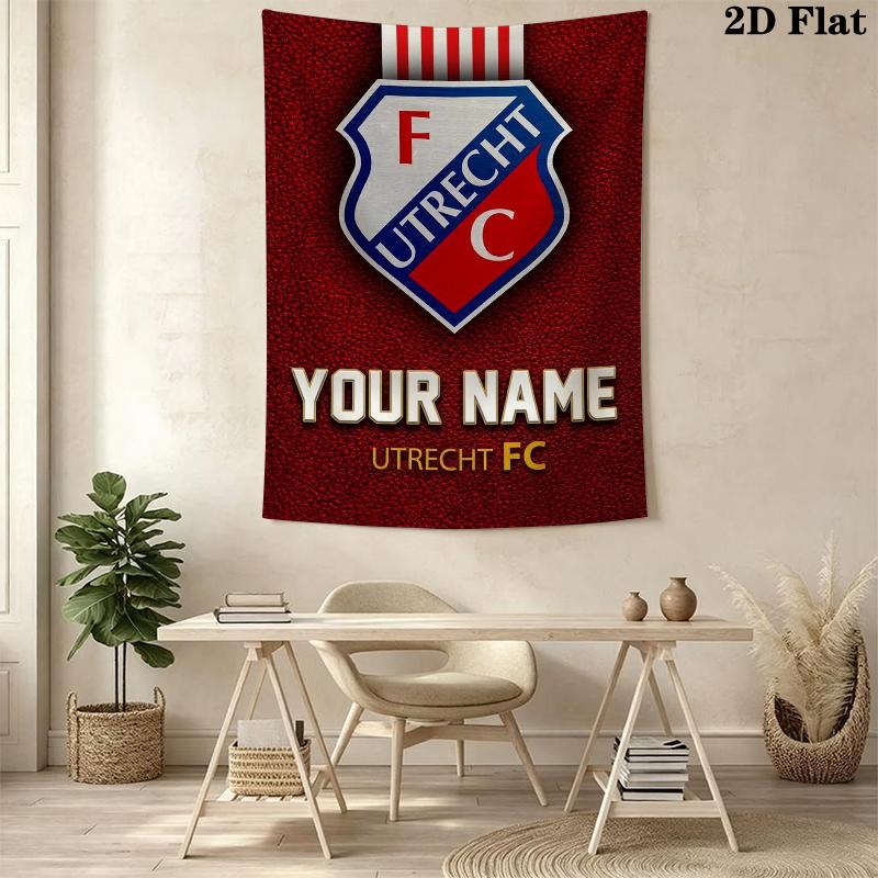 Custom Name FC Utrecht Wall Tapestry Aesthetic Wall Hanging Printed Fabric Blanket Decorative Tapestries for Bedroom Living Room Home Decor