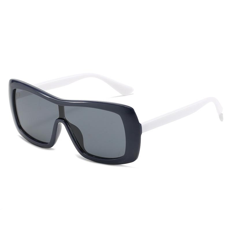 Einteilige Sonnenbrille, Bonbonfarbene integrierte Großrahmenbrille, Street-Shot Dünngesichts-Sonnenbrille für Frauen