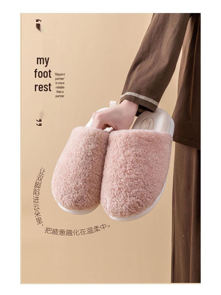 Detachable Winter Indoor Non-Slip Furry Velvet Waterproof Slippers for Couples