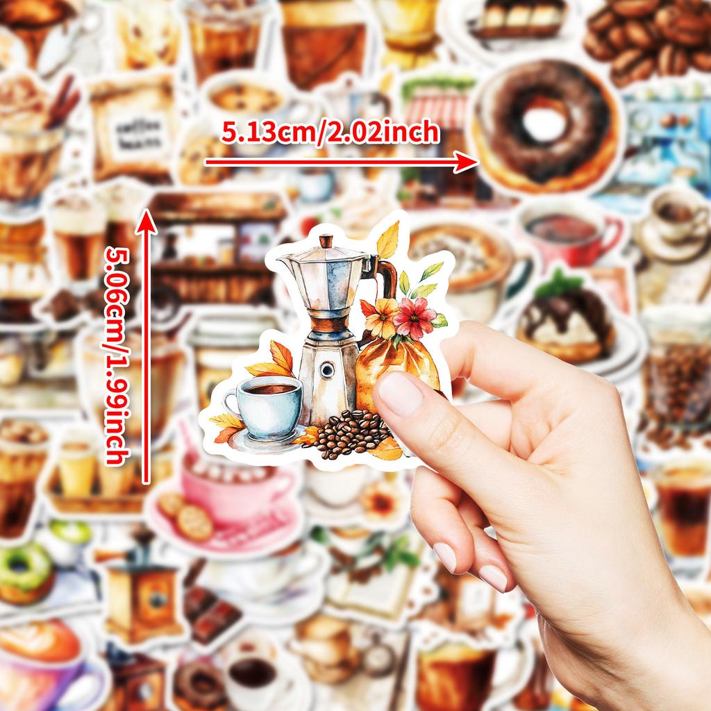 50 Coffee Theme Stickers Without Repeating Coffee Stickers DIY Creative Handbook Diary