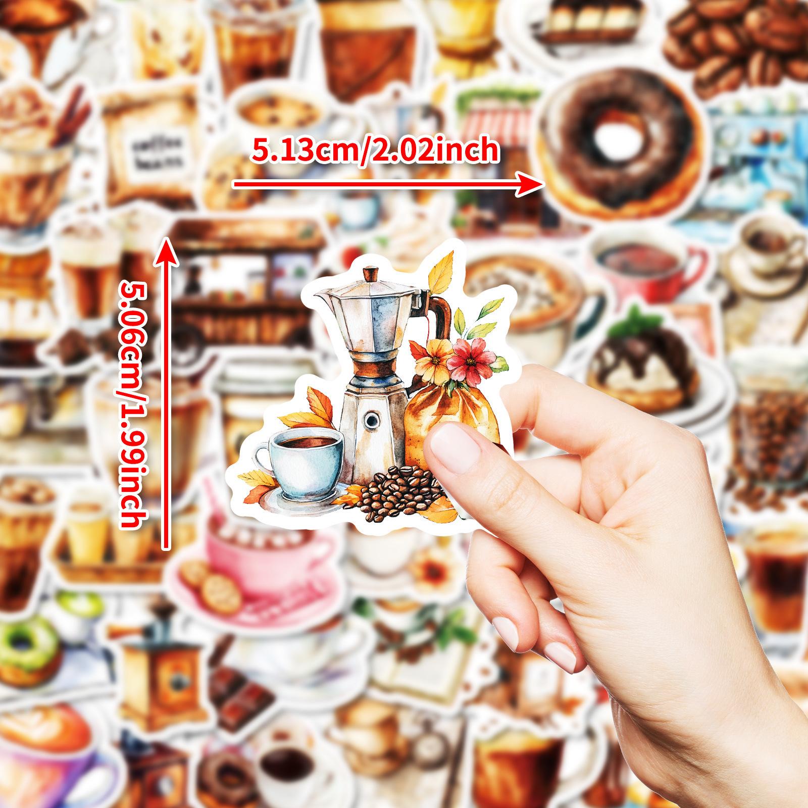 

50 Coffee Theme Decals Without Repeating Coffee Decals Do-It-Yourself Creative Handbook Diary Premium Durable Quality