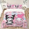 3pcs Kuromi, My Melody Breathable Polyester Bedding Set Soft Duvet Cover and 2 Pillowcases,Suitable for All Seasons, 082612b