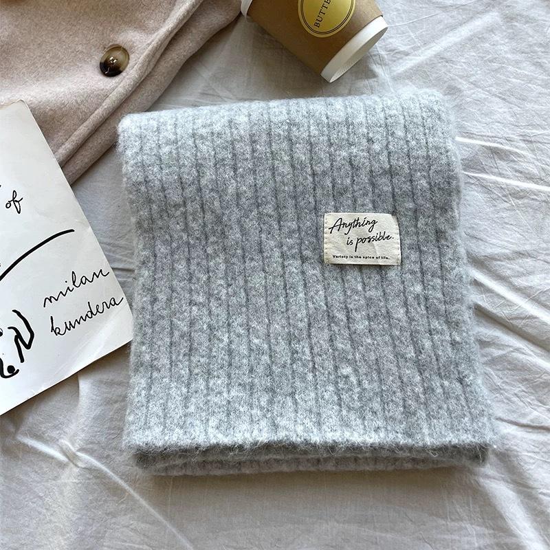 Korean Style Knitted Student Scarf Women's Wool Blended Wool Autumn and Winter Fashionable Warm Christmas Red Scarf for Men