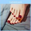 J-131 Red Wine Pearl Glitter Toe Nail Stickers Bride Nail Wraps Summer Pedicure Foot Nail Art Wholesale