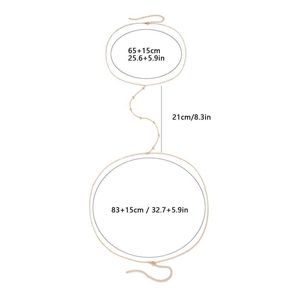 18K Gold-Plated Stainless Steel Bead Chain Necklace Waist Jewelry