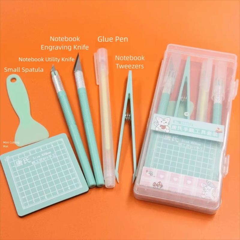5Pcs/Set Diy Scrapbook Tool Set Tweezers Pens Non-Slip Mats Art Cutting Tools Kit Paper Crafting Carving Craft Paper Pen