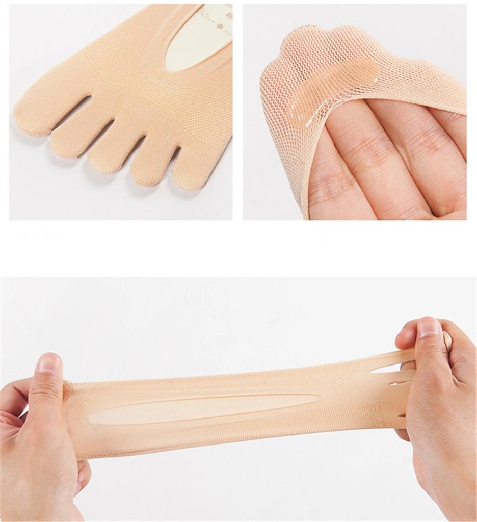 1/3/5 Paar/Lot Damen Sommer Fünf-Zehen-Socken Ultradünne Lustige Zehen Unsichtbare Bootssocken Silikon Atmungsaktiv Kurze Niedrige Knöchelsocken