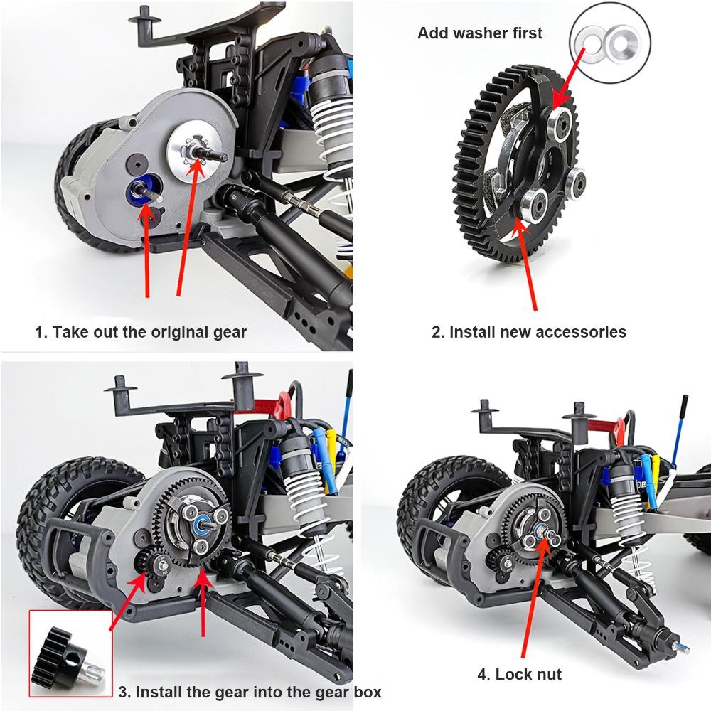 Balck Steel Pinion Gear Set Steel Upgrade Gear Gea Set for Traxxas 2WD 1/10 RC Car RC Car Upgrades