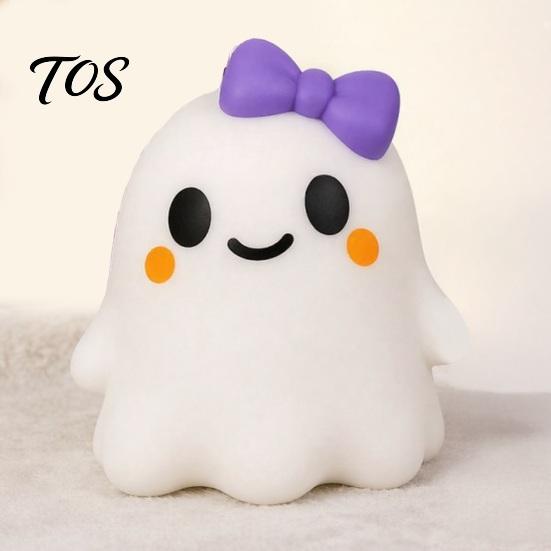 Ghost Sensory Toys Halloween Bow Squeeze Toy, Stress Relief Cartoon Gadget Soft Stretchy Party Favors for Adults Kids Fidget Balls