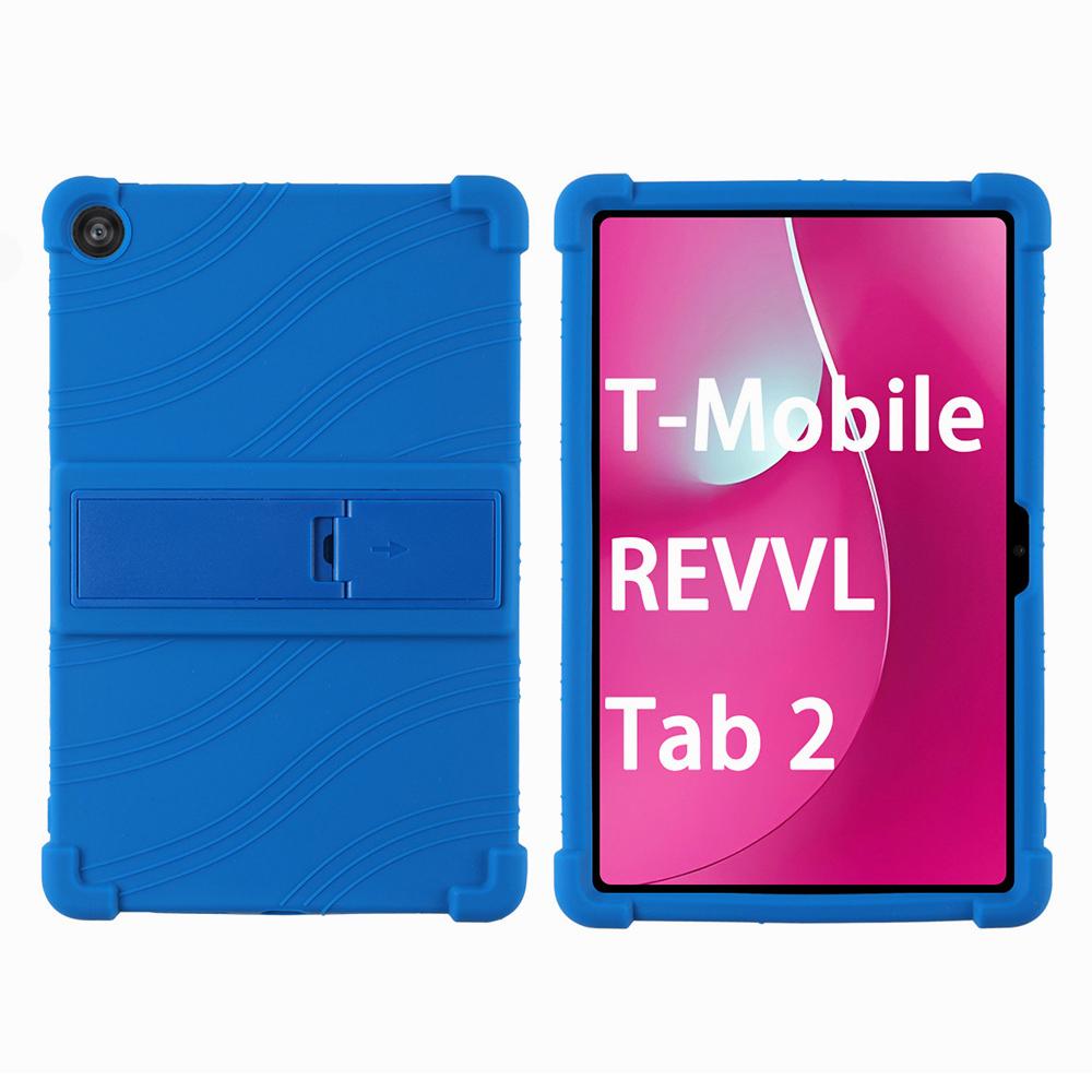 

For T-Mobile REVVL Tab 2 (2025) Case Adjustable Kickstand Silicone Tablet Protective Cover Dark Blue