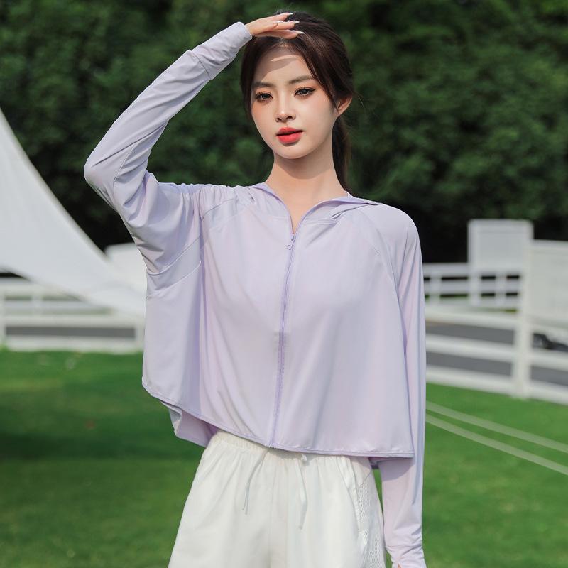 Giacca da Donna UPF 50+ Protezione Solare Leggera Seta Ghiacciata Cappotto Solare Blocco UV Mantella Colla Nera Rinfrescante Estiva Capo d'Abbigliamento