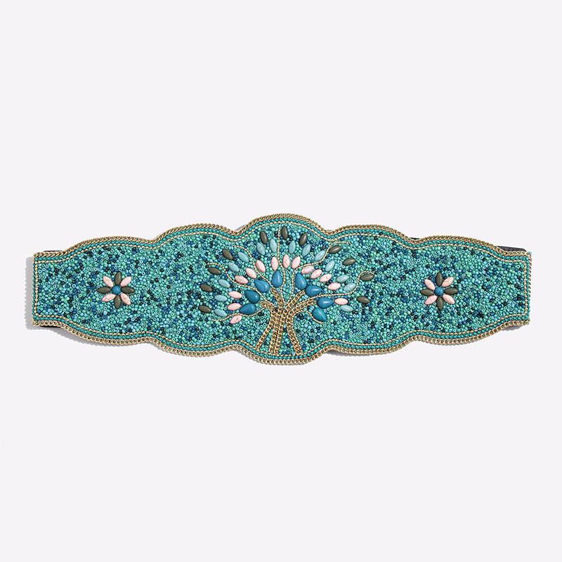 Beaded Bohemian Waist Belt With Firework Design And Elastic Closure For Festivals And Travel