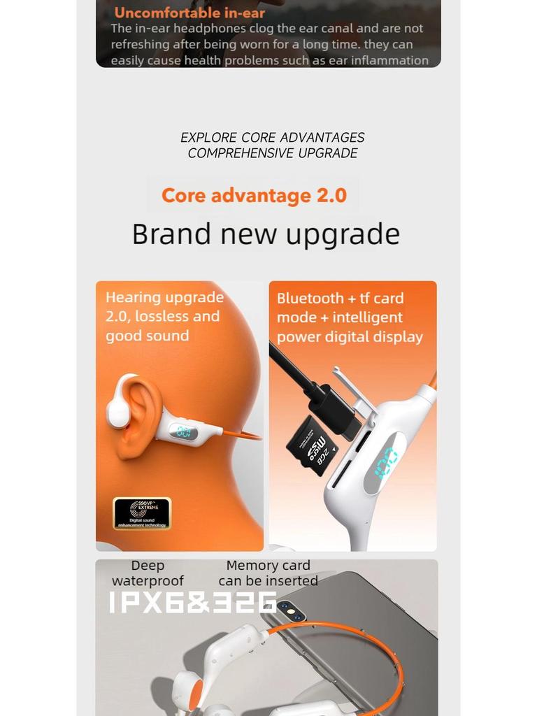 Wireless In-Ear Bluetooth Sports Headphones with Ear-Hook and Card Slot, Universal Stereo Sound.