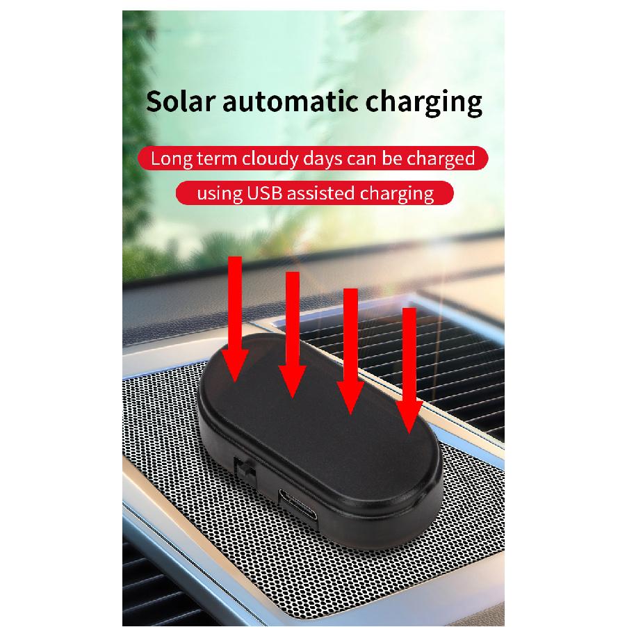 1pc Car Fake Security Light Solar Powered Simulated Dummy Alarm Wireless Warning Anti-Theft Caution Lamp LED Flashing Lights Dome Lights 6