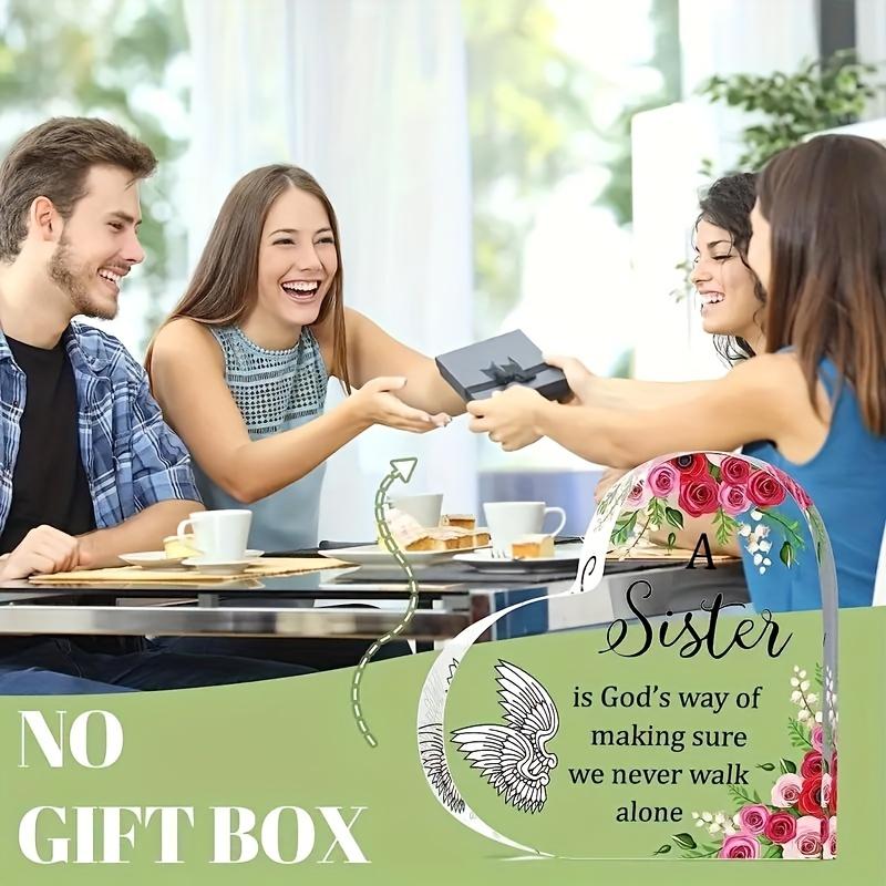 2D Flat Acrylic Heart Sister Gifts Desktop Decoration Plaque, Home Decor Plaque Hanging Wall Art Decorative Garden Decoration for Room Door Signs Hang