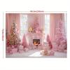 One 2D flat pink Christmas polyester background cloth with a Christmas pink tree ball background suitable for daily decoration